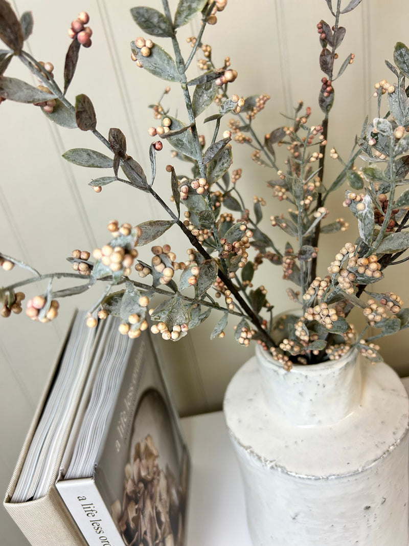 Coffee brown berry stem spray 70cm