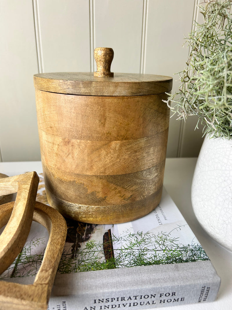 Wooden storage pot jar with lid