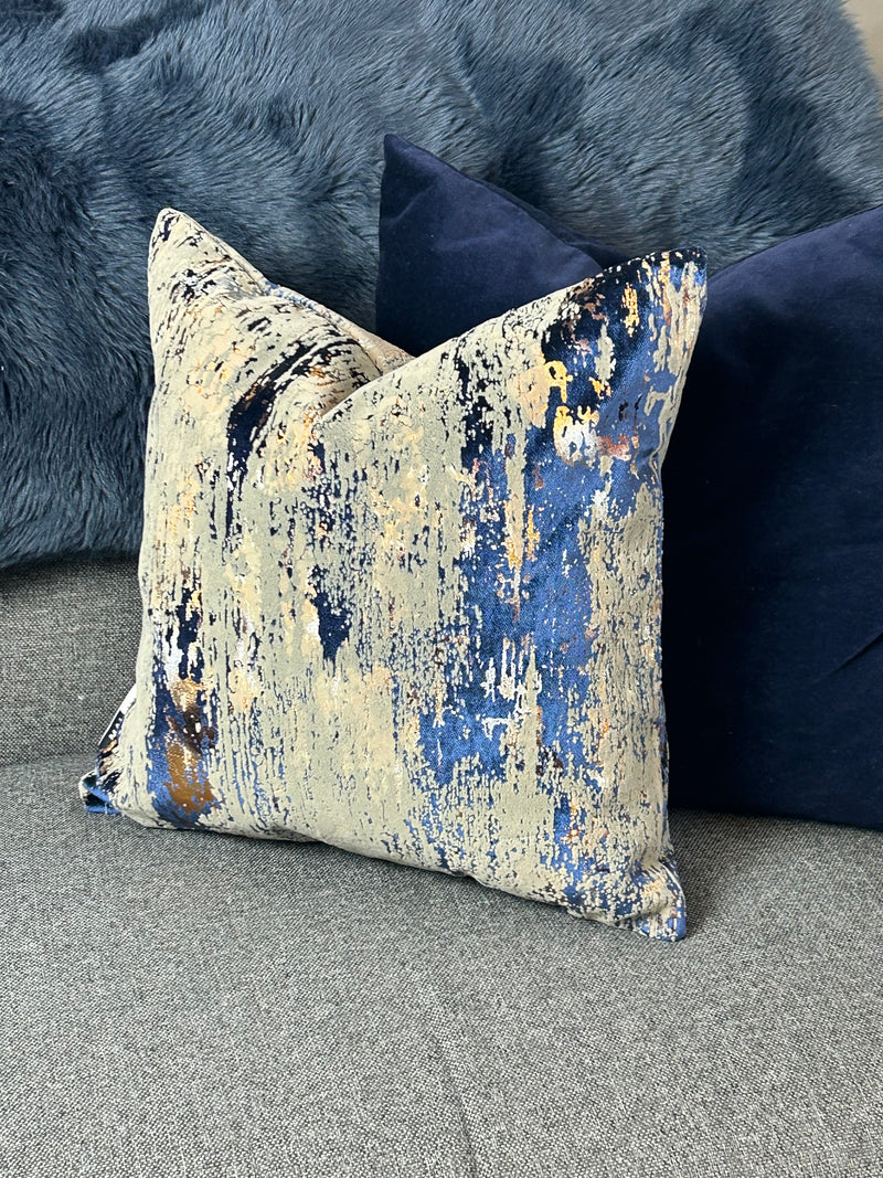 Torcello Navy bronze taupe Gold Feather luxury Cushion 43x43cm