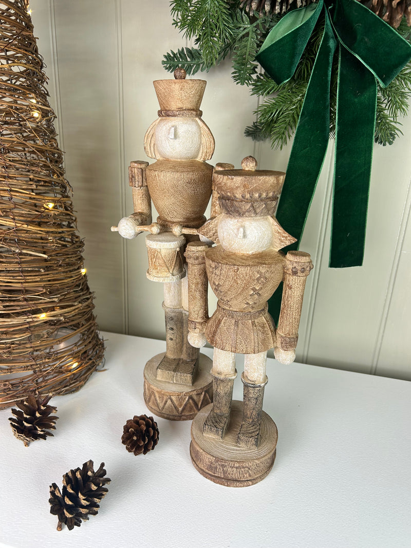 Wood look tall traditional Nutcracker ornament decoration 2 styles