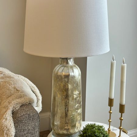 Silver champagne textured lamp with shade