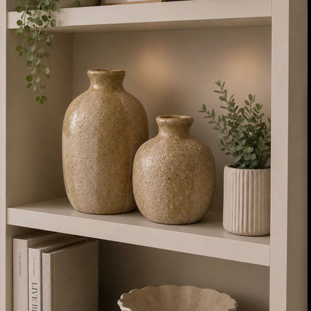 Pale green Taupe Striped Bud Vases, 2 Sizes