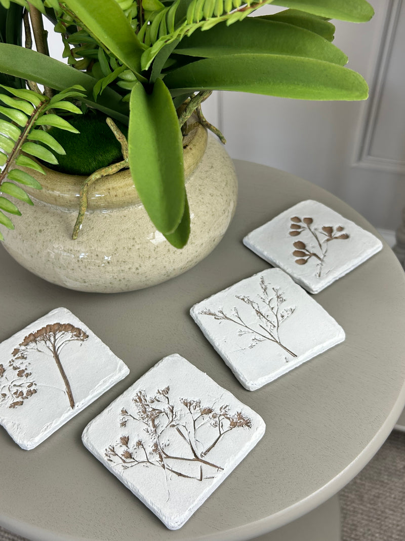 Set of 4 Flower Imprint Coaster