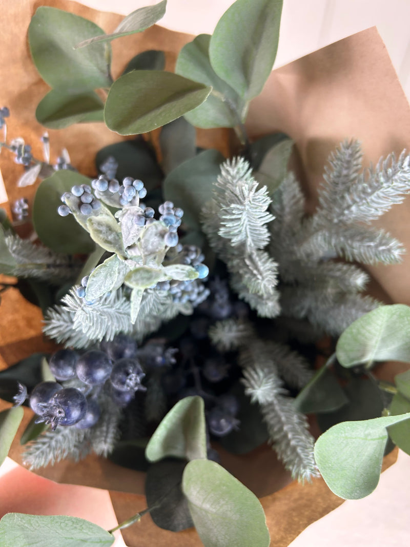 Festive Green eucalyptus foliage and berry arrangement 70cm
