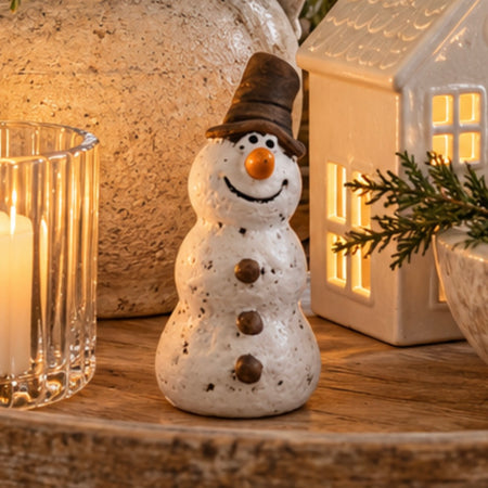 Decorative ceramic standing snowman 10cm