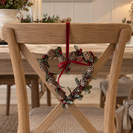 PineCone Heart Wreath with Berry & Bow 20cm