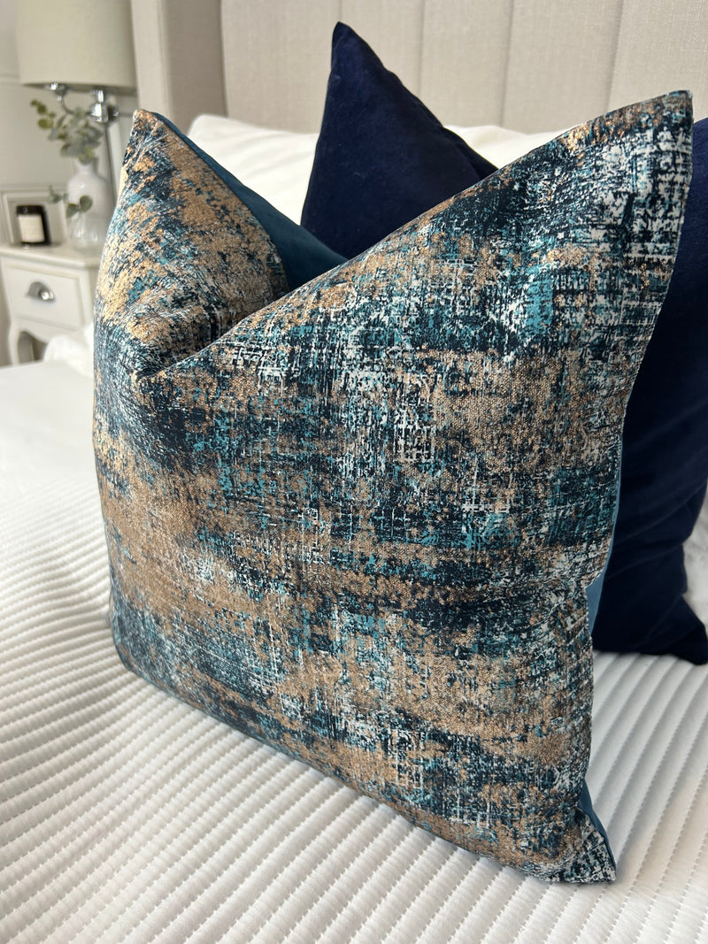 Trulli gold bronze blue luxury feather filled  cushion