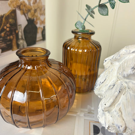 Brown glass textured bottle 2 styles