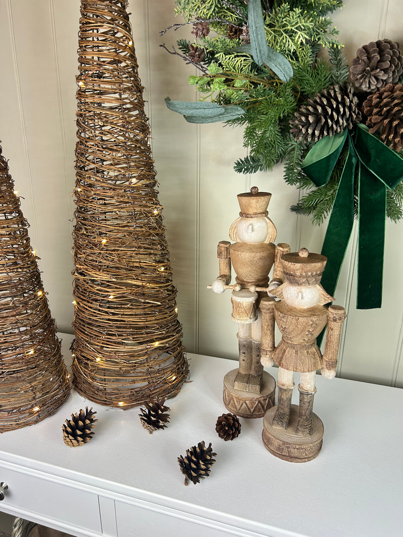 Wood look tall traditional Nutcracker ornament decoration 2 styles