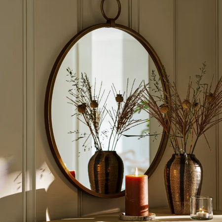 Stanmore round gold brass bronze fob top mirror 40cm and 60cm