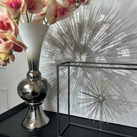 Tall ombré white silver vase 60cm
