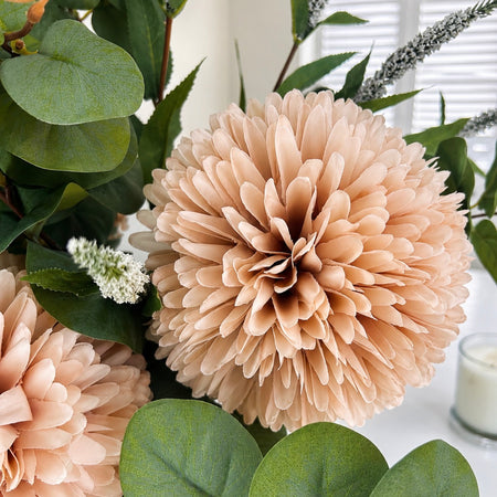 Silk tall Pom Pom allium stem buds cream 73cm