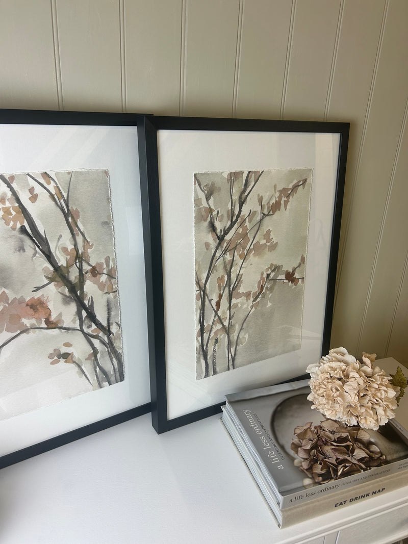 Cherry blossom framed wall art picture two styles