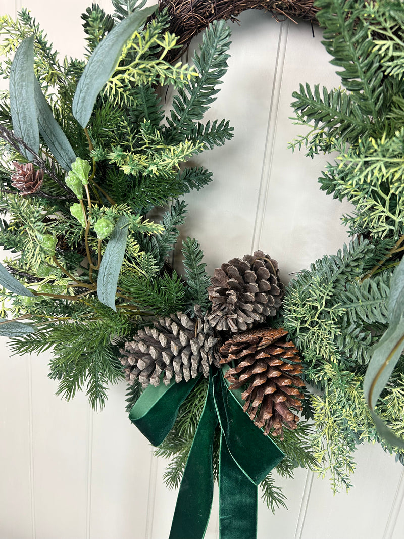 Pine Foliage Bow Wreath 60cm