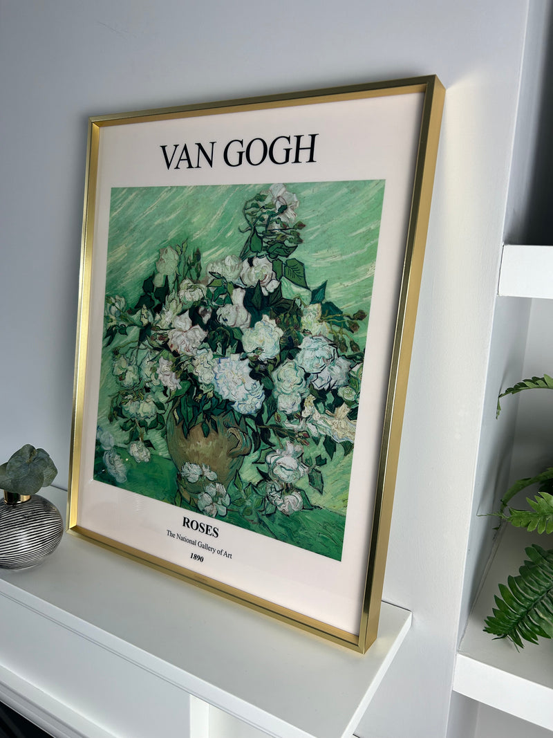Van Gogh floral flowers gold framed print