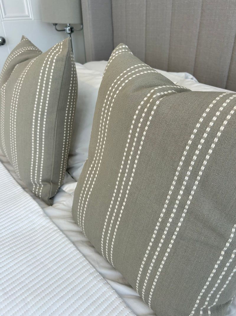 Taupe Stab Stitch Linen 50cm Cushion