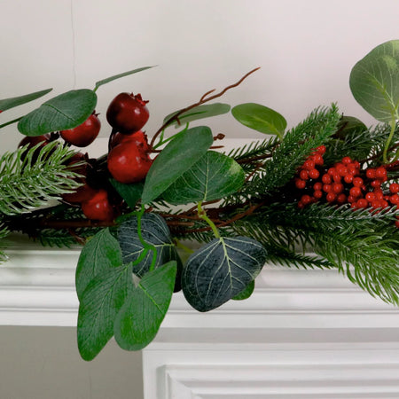 Red berry and foliage garland 150cm