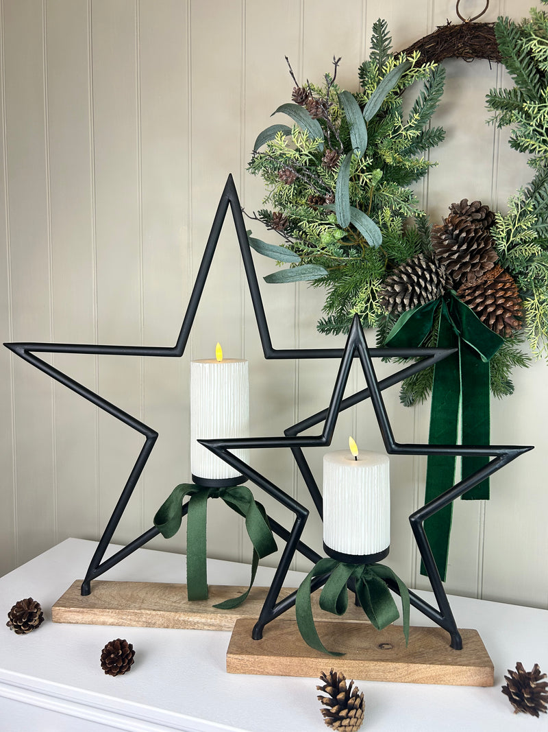 Extra Large Black Metal Star Tea Light candle Holder 2 Sizes