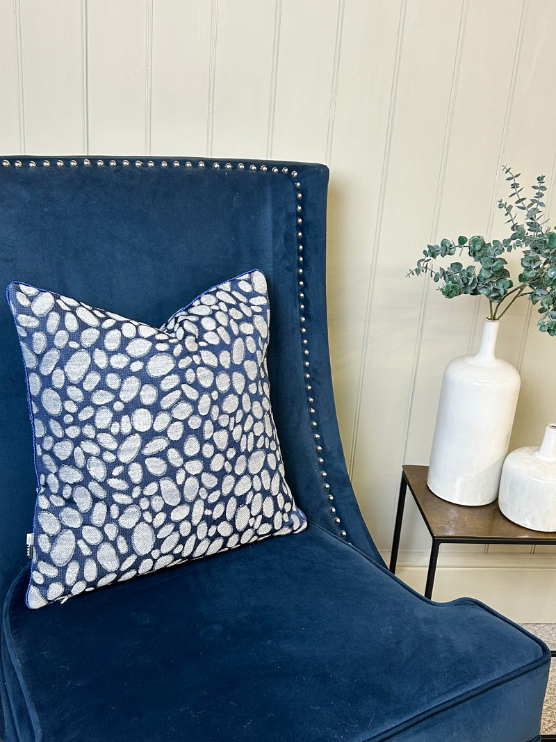 Navy Grey Pebble Texture Cushion 43cm