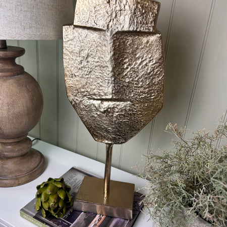 Silver champagne metal tall face sculpture 52cm