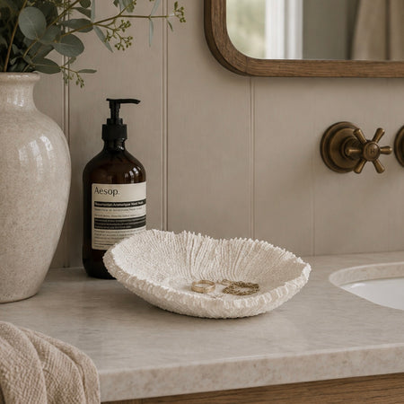 White Textured Coral Shell Dish 20cm