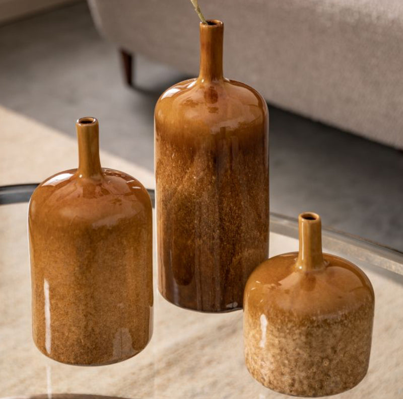 Brown vormark bottle neck vases 3 sizes