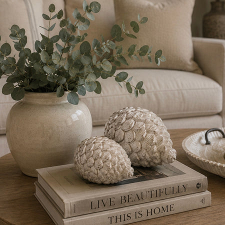 White ceramic pine cone pinecone 2 sizes