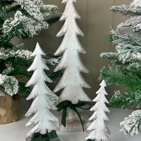 Snowy White Wash Standing Christmas trees, 3 Sizes
