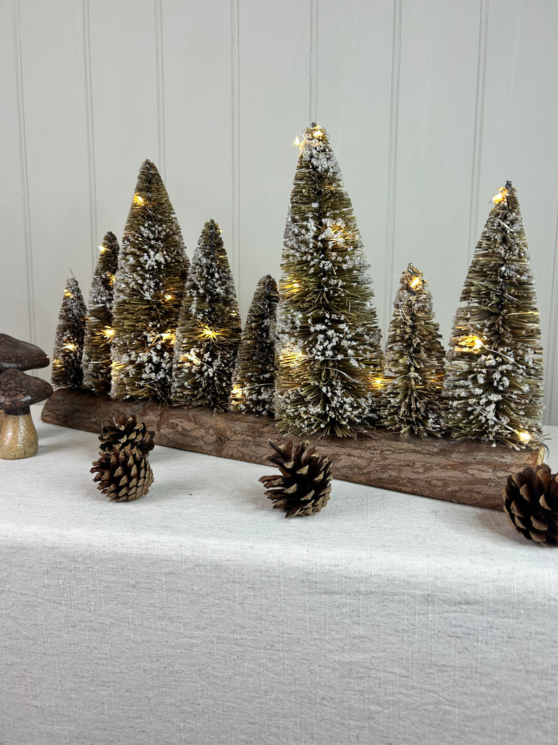 Brown Bristle Brush LED Christmas Tree long centre piece Arrangement