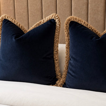 Navy blue Verona brown frill trim edge 55cm