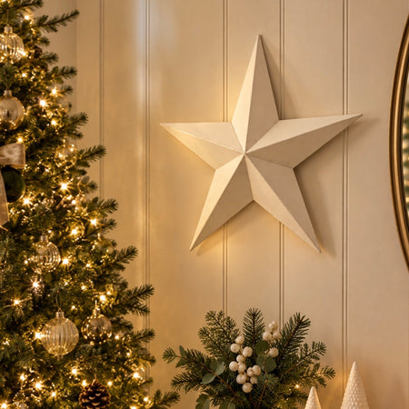White Rustic Metal 37cm Barn Star