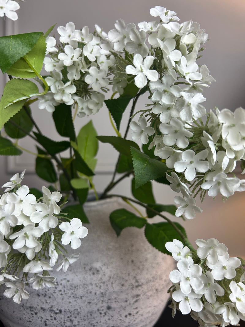 Cream white Charlotte ball viburnum stem spray 67cm