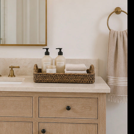 Darker weave handle rectangular tray