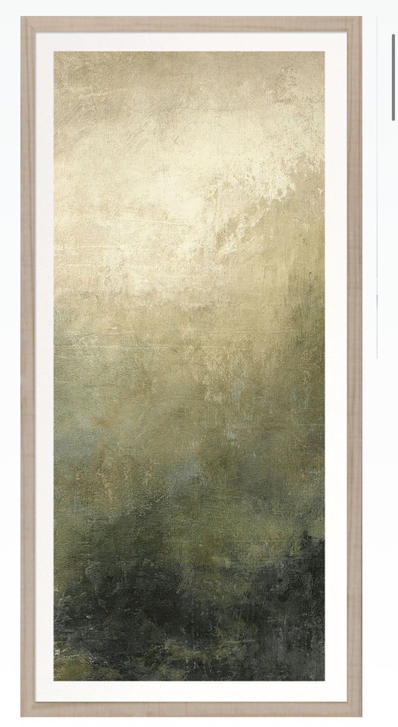 Pair of ash framed prints Mossy Forest by Suzanne Nicoll 48x24 each set 2 premium