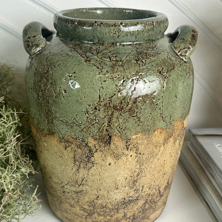 Meysey green natural rustic stone vase
