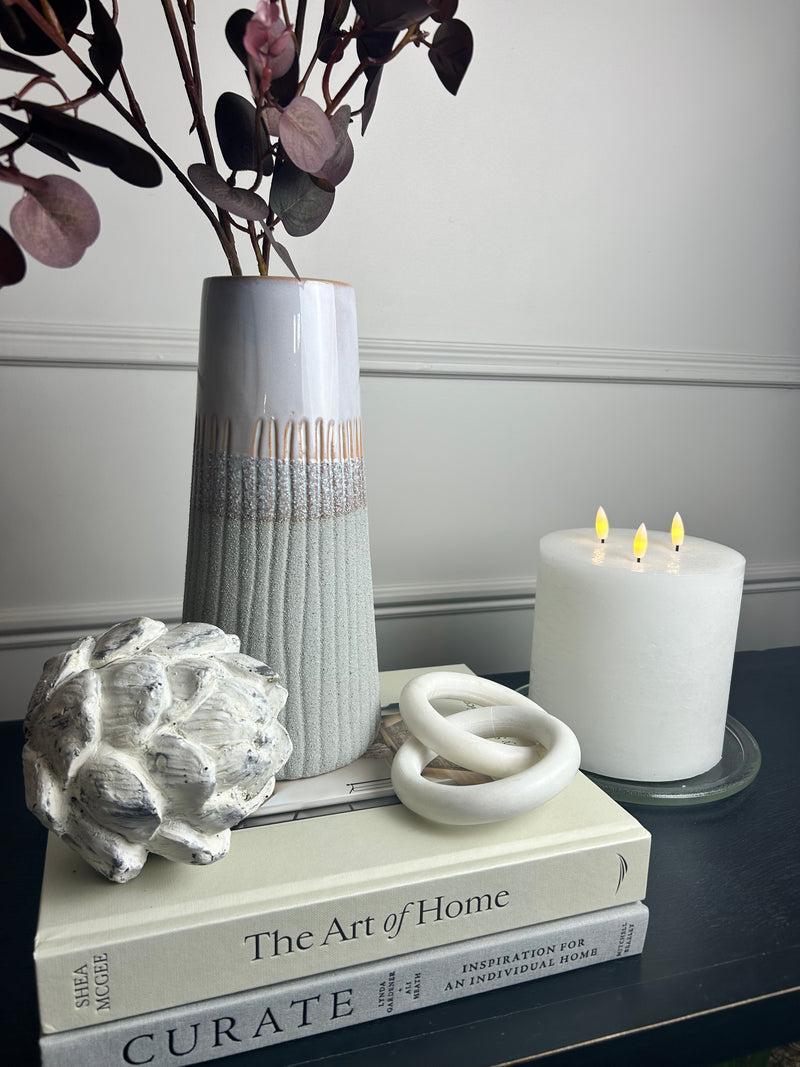 Natural grey sandstone two tone ombré vase