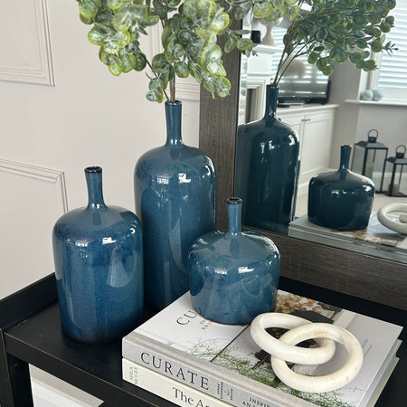 Blue vormark bottle neck vases 3 sizes