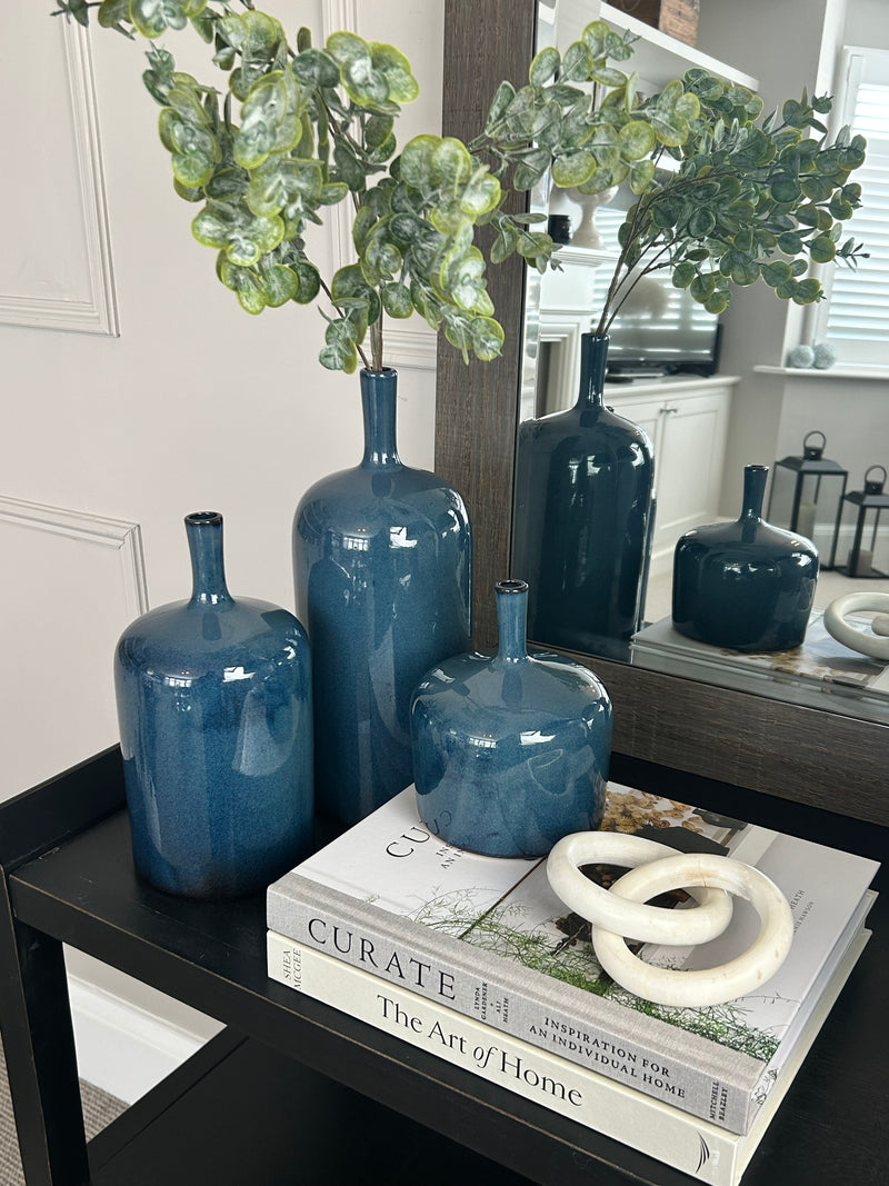 Blue vormark bottle neck vases 3 sizes