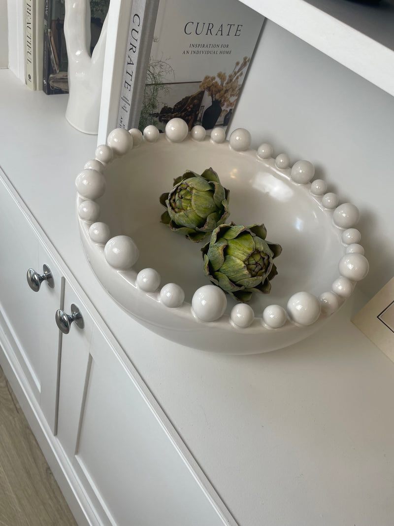 Matt White ceramic large bobble bowl