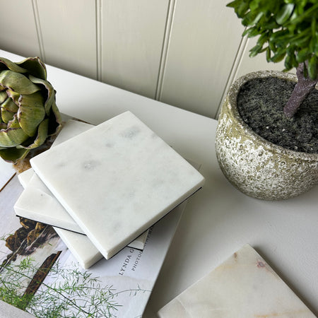 Set of 4 square solid marble coasters