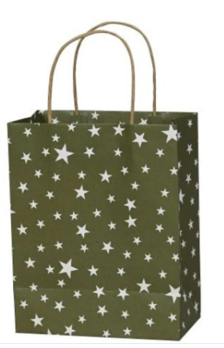 Green star paper bag 20cm