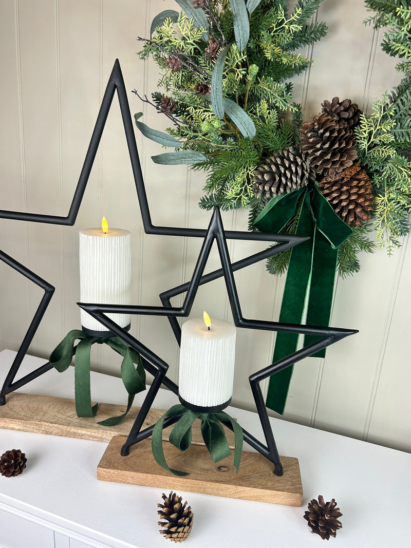 Extra Large Black Metal Star Tea Light candle Holder 2 Sizes