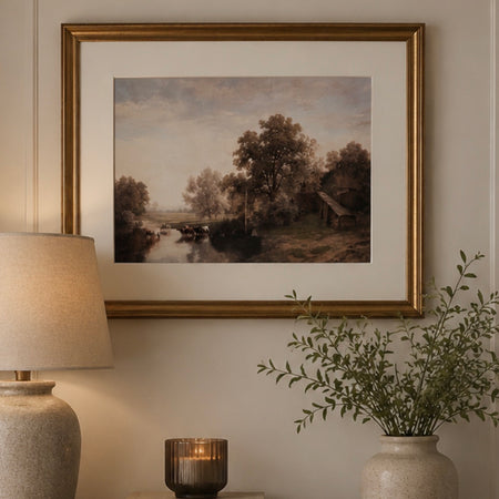 Countryside gold framed prints 2 styles antique look