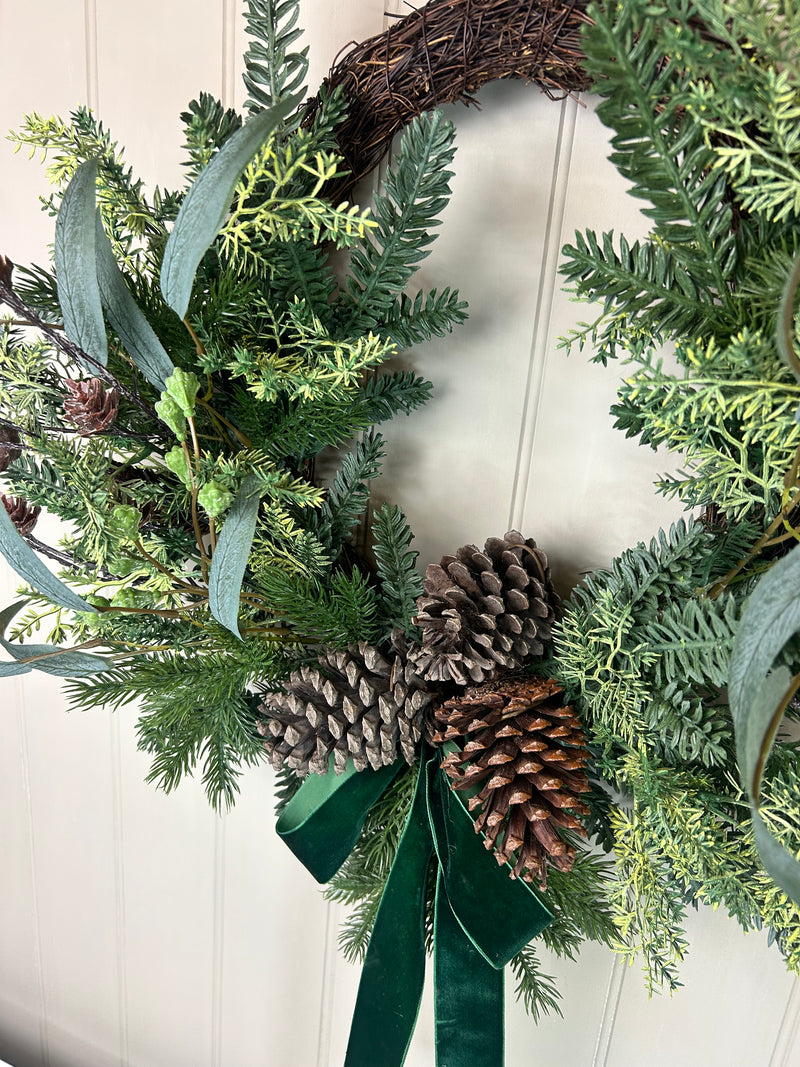 Pine Foliage Bow Wreath 60cm