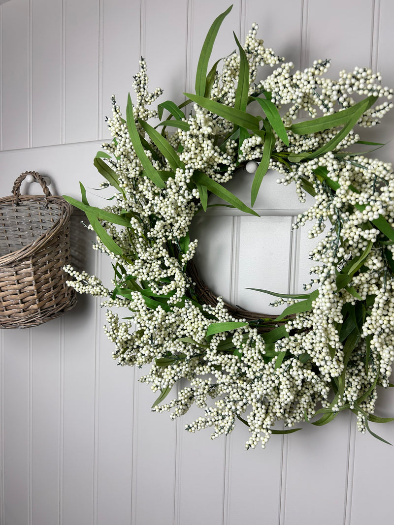 White summer berry choisya leaves wreath 55cm