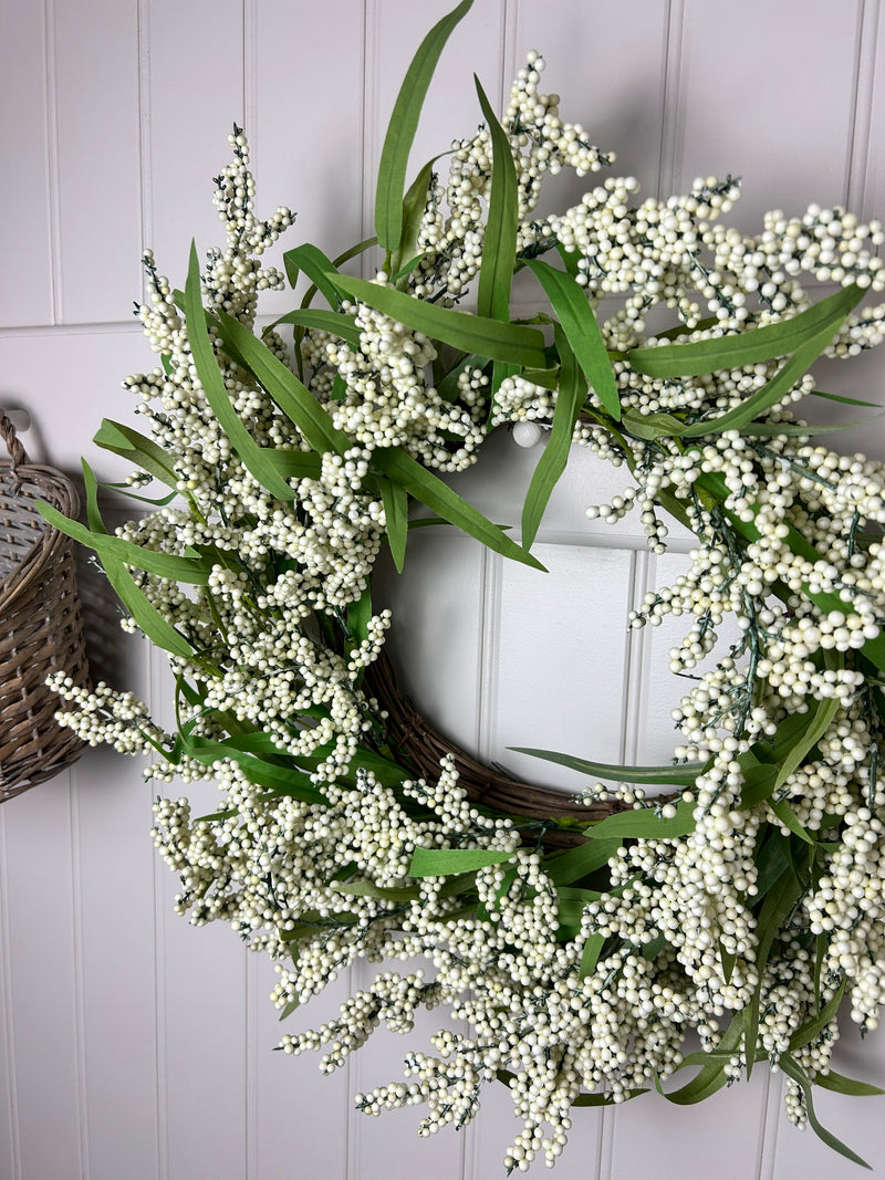 White summer berry choisya leaves wreath 55cm