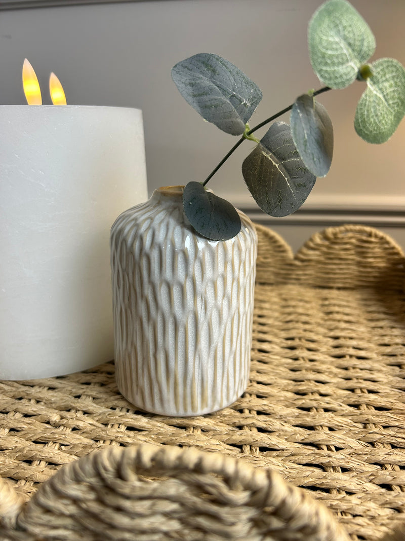 White Texture Wave Bud Vase 11cm