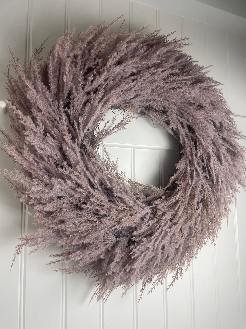 Flocked pampas wreath 55cm