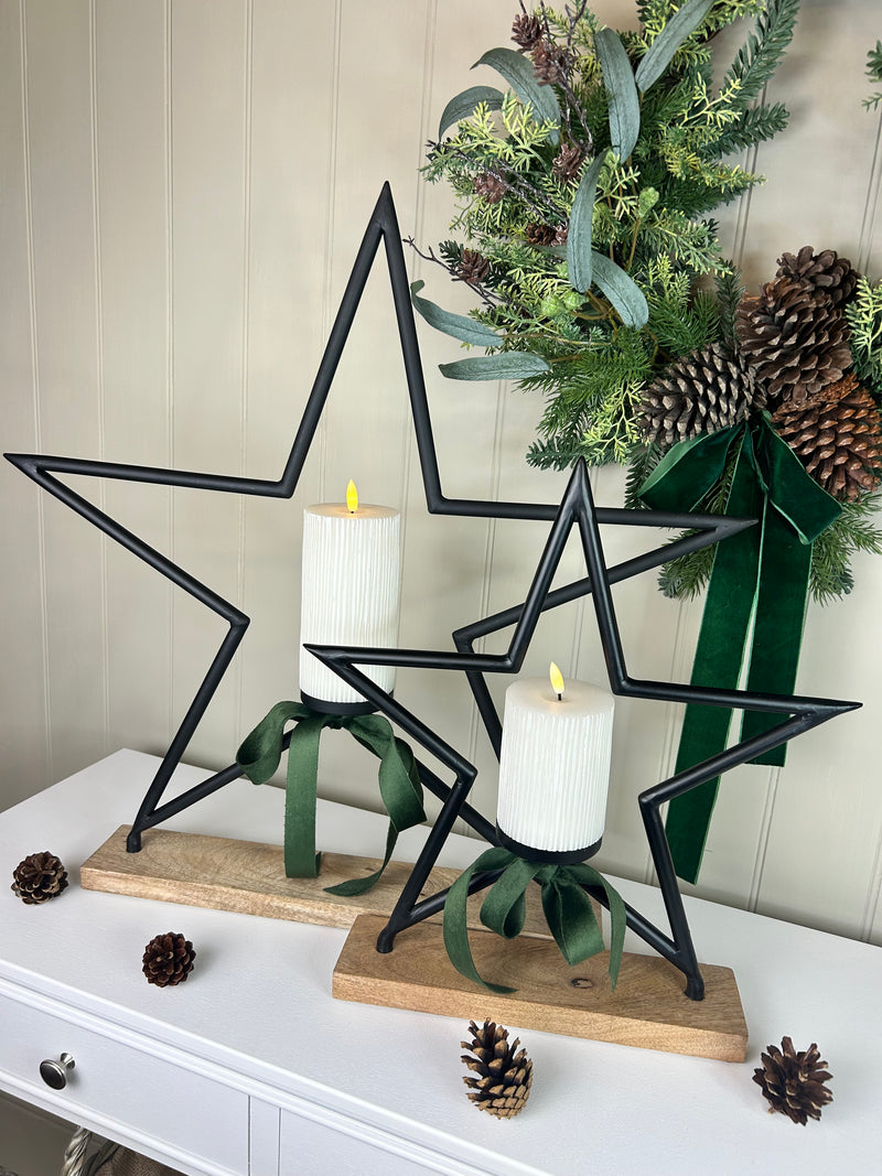 Extra Large Black Metal Star Tea Light candle Holder 2 Sizes