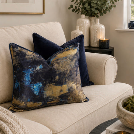 Navy and gold piped luxe Twilight cushion